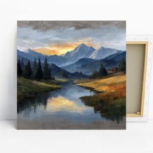 Mountain Sunrise River Art