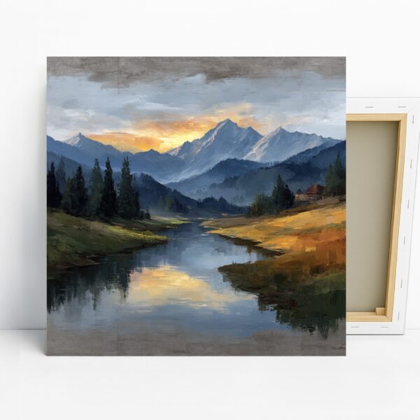 Mountain Sunrise River Art