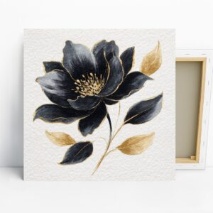 Black Gold Lotus Art