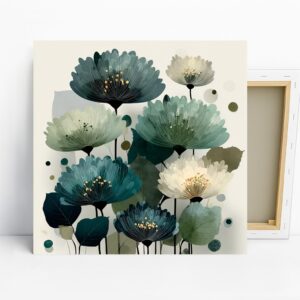 Teal Poppy Flower Art