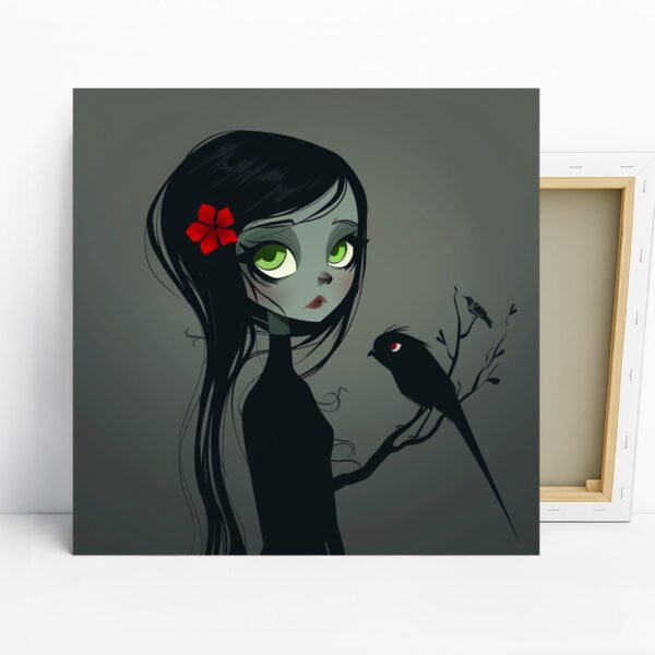 Gothic Girl and Raven Art