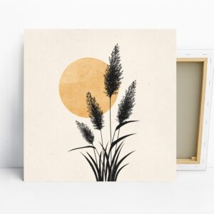 Sunset Grass Silhouette Art
