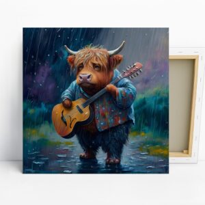 Highland Cow Guitarist Art