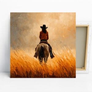 Cowgirl Sunset Ride Art