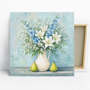 Blue and White Floral Bouquet Art