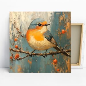Orange Bird Branch Art