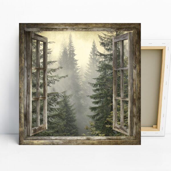 Misty Forest Window View Art