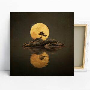 Lone Tree Moon Reflection Art