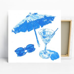 Blue Beach Umbrella Art