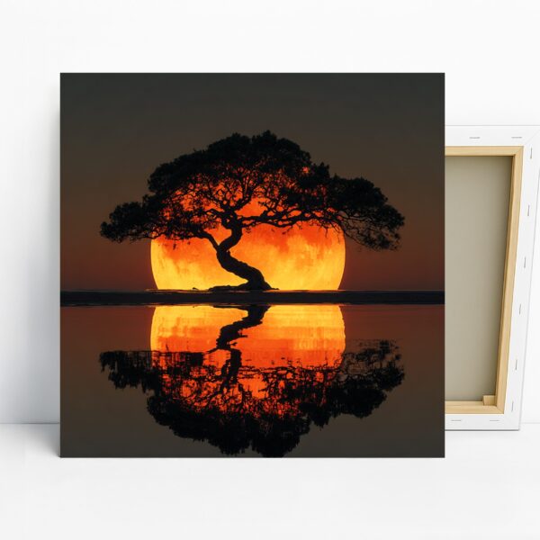 Sunset Tree Reflection Art