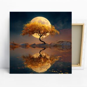 Moonlit Tree Reflection Art
