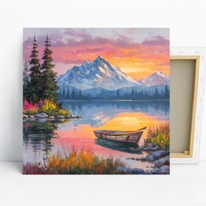 Mountain Lake Sunset Art