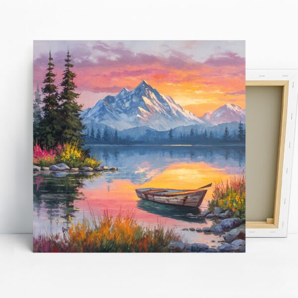 Mountain Lake Sunset Art
