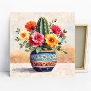 Cactus and Wildflower Bouquet Art