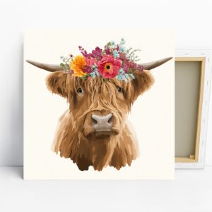 Highland Cow Art, Canvas or Poster, Contemporar...