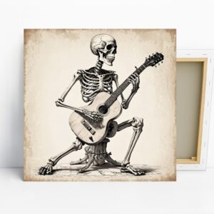 Skeleton Guitarist Art, Canvas or Poster, Vinta...