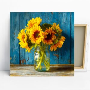 Sunflower Art, Canvas or Poster, Floral Rustic ...