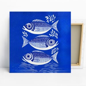 Blue Fish Art, Canvas or Poster, Contemporary C...