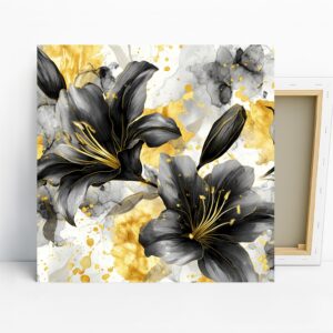 Elegant Black and Gold Lily Art