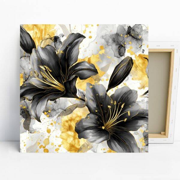 Elegant Black and Gold Lily Art