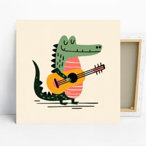 Crocodile Guitar Art, Canvas or Poster, Whimsic...