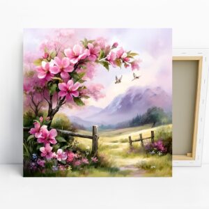 Cherry Blossom Bird Art, Canvas or Poster, Natu...