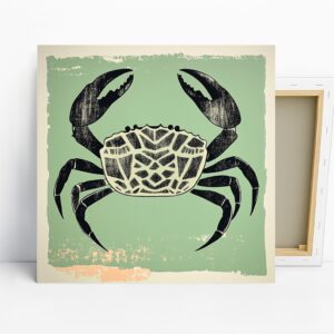 Crab Art, Canvas or Poster, Vintage Coastal Dec...