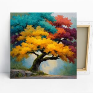 Vibrant Tree Art, Canvas or Poster, Nature Impr...
