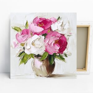 Pink Peony Bouquet Art, Canvas or Poster, Flora...