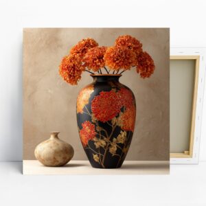 Marigold Vase Art, Canvas or Poster, Vintage Fl...