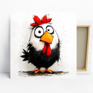 Rooster Art, Canvas or Poster, Whimsical Modern...