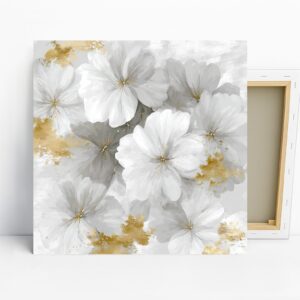 Elegant White Blossoms Art, Canvas or Poster, C...