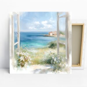 Seaside Window View Art, Canvas or Poster, Impr...