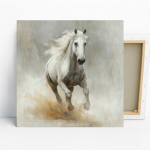 White Horse Galloping Art