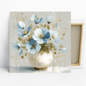 Blue Blossoms Vase Art, Canvas or Poster, Flora...