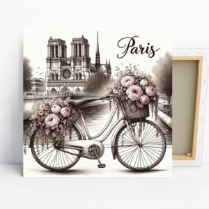Vintage Paris Bicycle Art, Canvas or Poster, Fl...