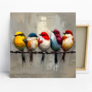 Colorful Birds Art, Canvas or Poster, Whimsical...