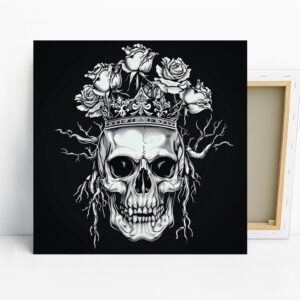 Royal Skull Rose Crown Art, Canvas or Poster, G...
