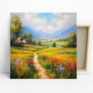 Mountain Valley Flower Path Art, Canvas or Post...
