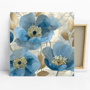 Blue Poppy Art, Canvas or Poster, Floral Contem...