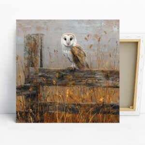 Owl Art, Canvas or Poster, Nature Rustic Farmho...