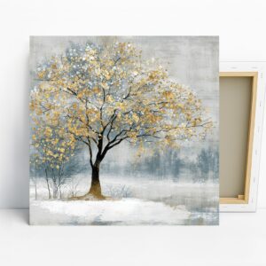 Golden Winter Tree Art
