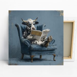 Cow Reading Newspaper Art