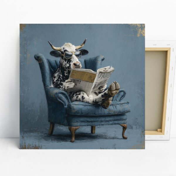 Cow Reading Newspaper Art