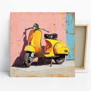 Yellow Vespa Scooter Art