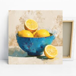Lemon Blue Bowl Art, Canvas or Poster, Contempo...