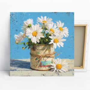 Daisy Bouquet Art, Canvas or Poster, Vintage Fl...