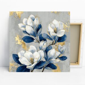 Blue Magnolia Art, Canvas or Poster, Floral Con...