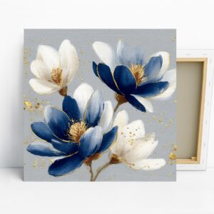Blue and Gold Floral Art