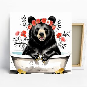 Bear Bathtub Art, Canvas or Poster, Whimsical R...